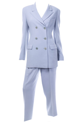 Calvin Klein Collection Periwinkle Blue Longline Blazer Jacket and Trousers Suit