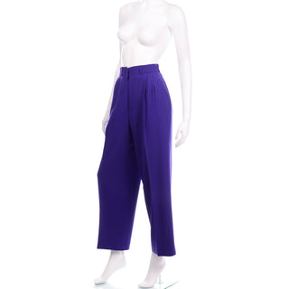 1980s Vintage Calvin Klein Trousers Deep Purple High Waist Pants