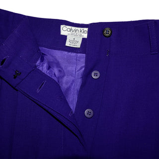 Vintage Calvin Klein Trousers Deep Purple High Waist Pants Button Front