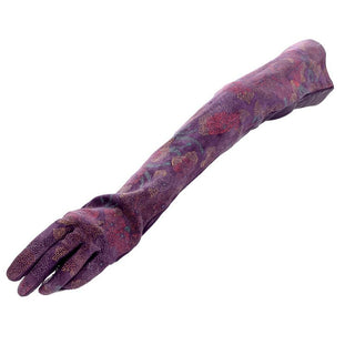 Carlos Falchi Long Hand painted Purple Leather Gloves 