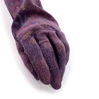 Carlos Falchi Opera Length Purple Leather Gloves Size 7