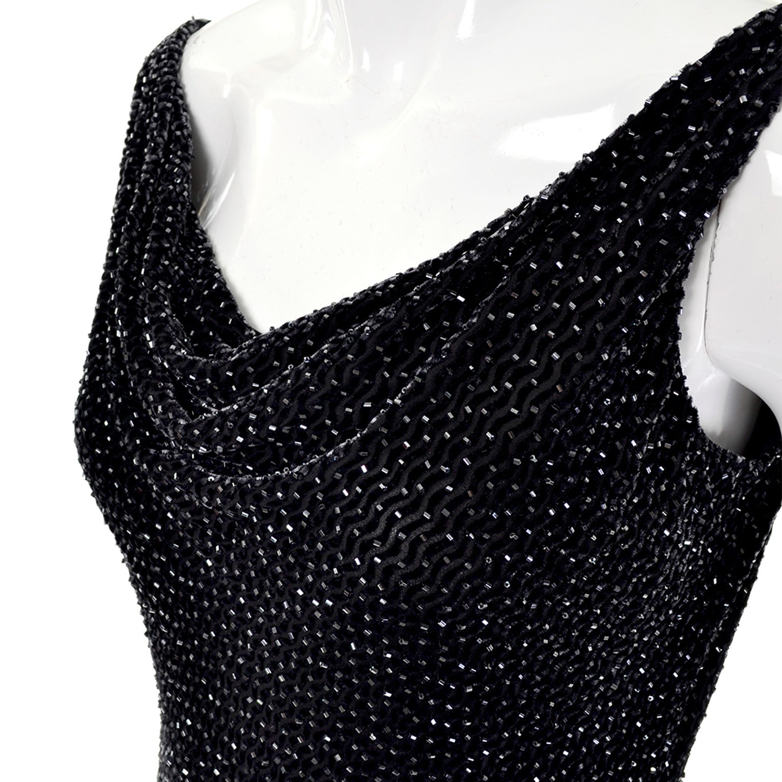 carmen marc valvo beaded dress CARMEN MARC VALVO Vintage Beaded Devore Long Dress in United States