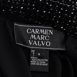 1990s Carmen Marc Valvo Beaded Vintage Black Evening Gown