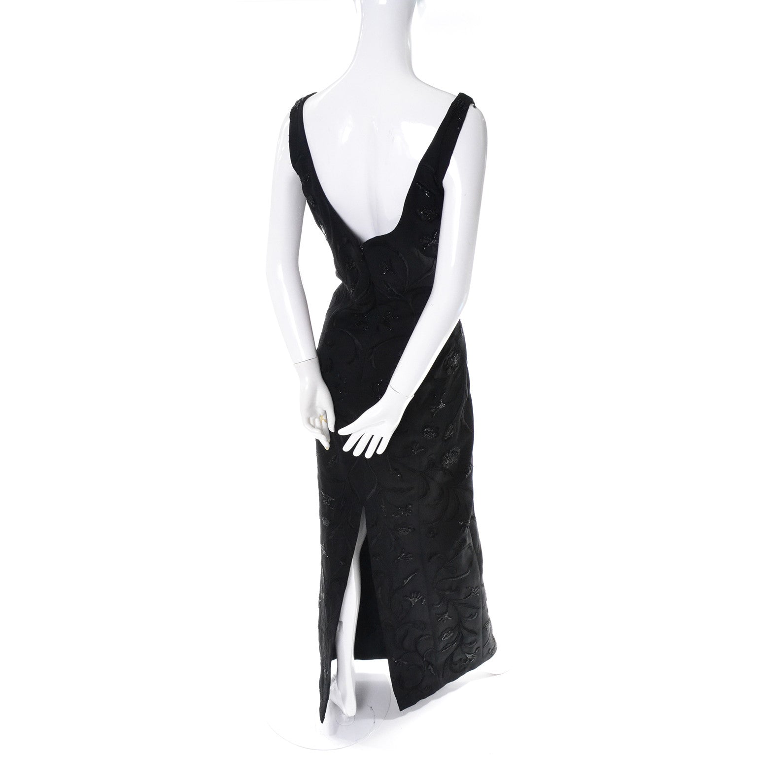 90's Carmen Marc Valvo Vintage 1990s Beaded Black Dress Bolero Jacket Modig 90's Carmen Marc Valvo Vintage 1990s Beaded Black Dress Bolero Jacket Modig