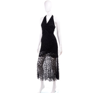 Carmen Marc Valvo Vintage Black Sheer 90s Evening Dress