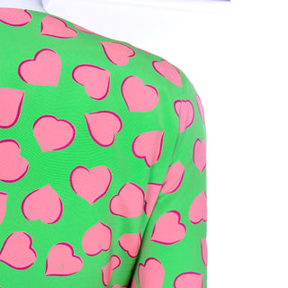 Carolina Herrera Novelty Heart Print Silk 2 Pc Dress Skirt Suit Unique