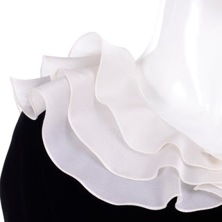 Carolina Herrera 3Pc Black Velvet outfit with Ruffle Top Skirt & Pants Suit Deadstock $3250 