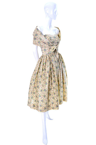 1950s Carolyn Schnurer Vintage Dress Yellow Print
