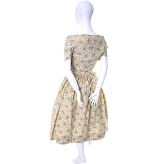 Carolyn Schnurer Vintage Dress Yellow Print 1950s Wrap