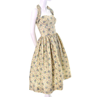 50s Carolyn Schnurer Vintage Dress Yellow Print ABC
