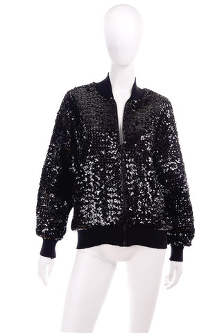 Vintage Caron 1980's zip front sequined sweater