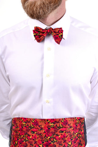 Men's vintage bow tie and cummerbund matching set