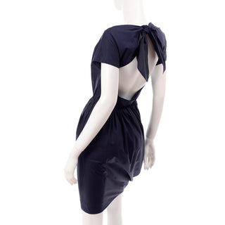Carven Navy Blue Dress w/ Ruching Pockets & Open Back 4/6