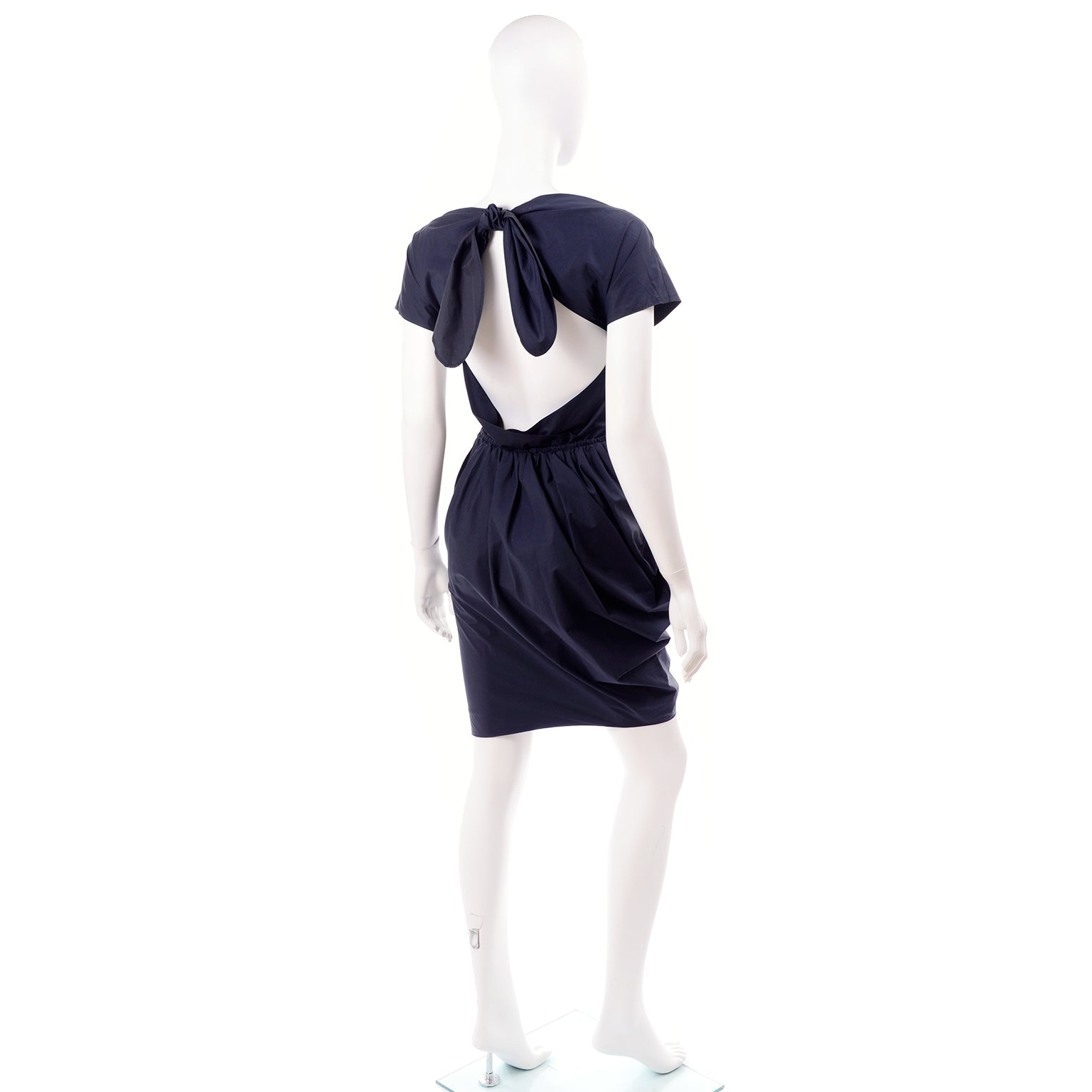 carven blue dress Navy Pleated Mini Dress