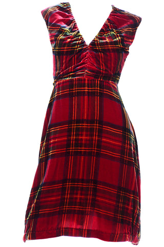 Red Plaid Velvet JC de Castelbajac Sleeveless Dress