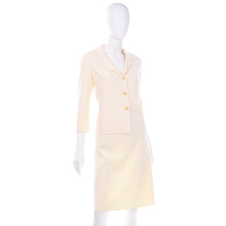 Celine Ivory Cream Vintage 2 pc Skirt and Jacket Suit Outfit