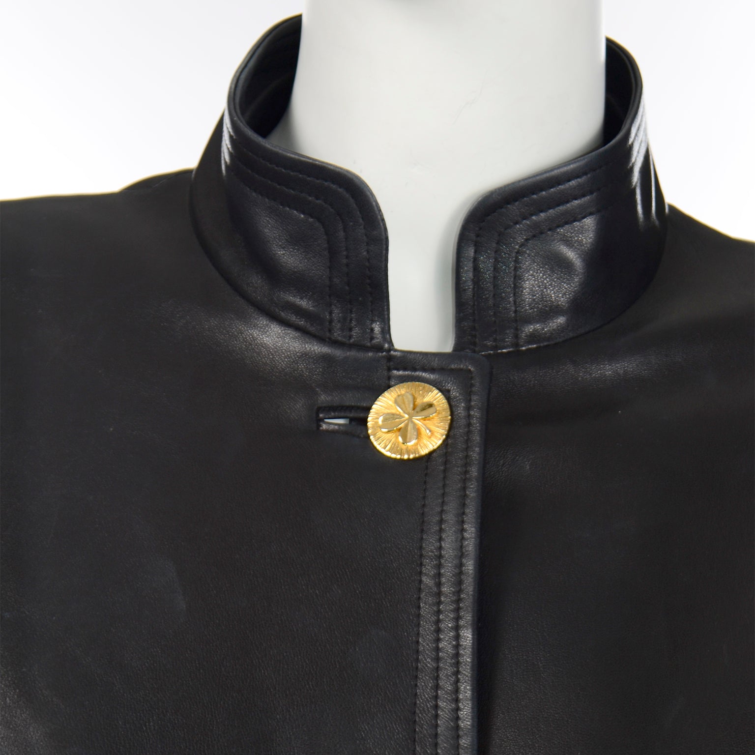 Chanel Vintage Leather Jacket with Suede CC Buttons Size 40 / 6 – Mightychic