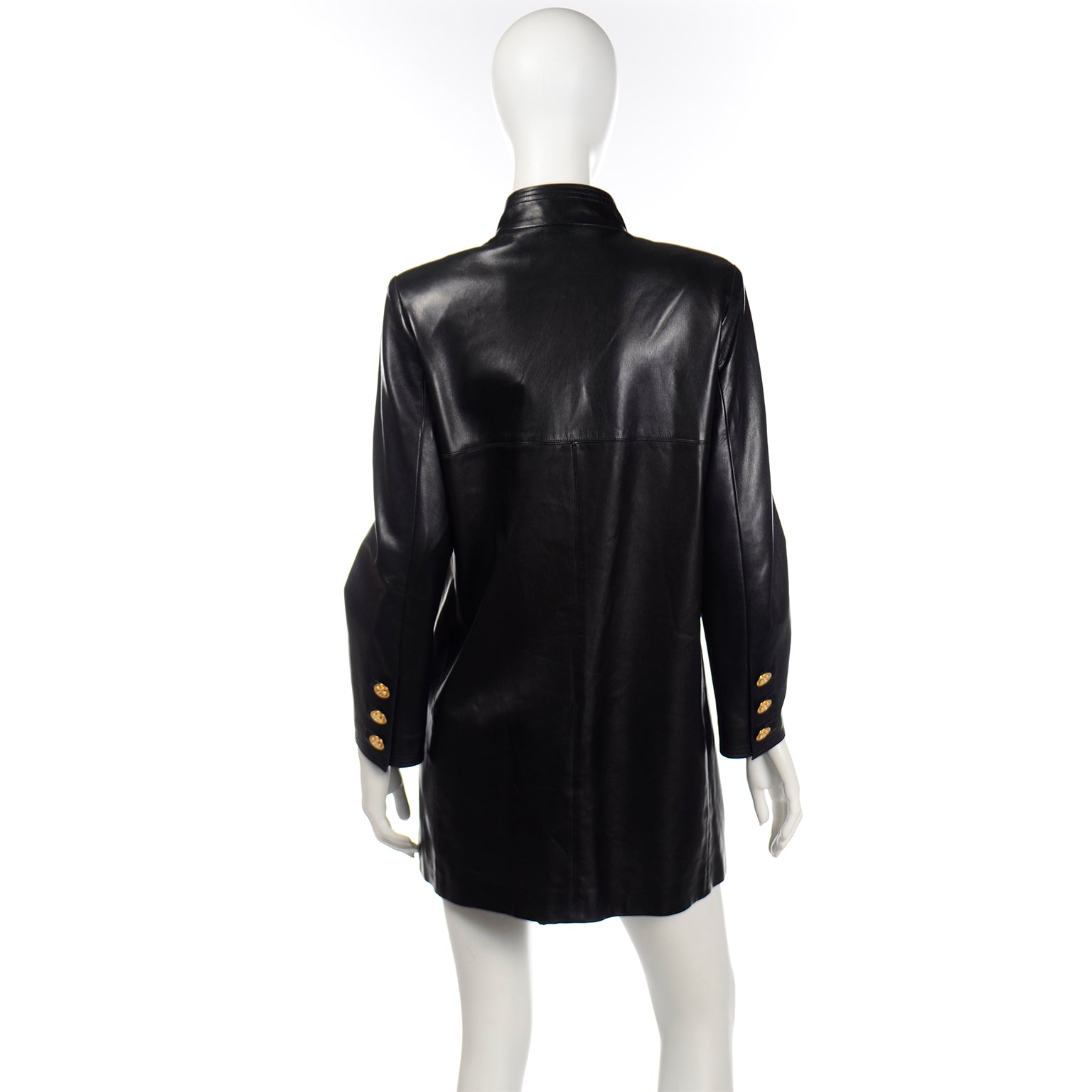 ON HOLD // Vintage Chanel Black Leather Jacket With 4 Gold Leaf Clover  Buttons