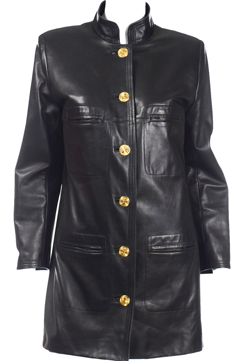 Chanel lines black leather vintage ref. 7684