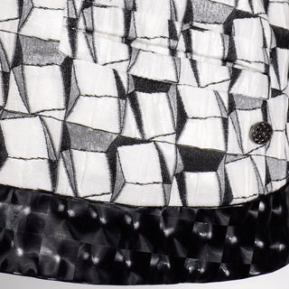 Chanel 2015 Dubai Runway Black & White Abstract Graphic Print Jacket Logo CC Buttons