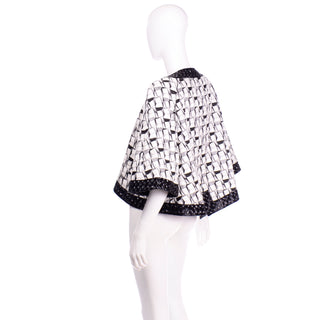 Chanel 2015 Dubai Runway Black & White Abstract Graphic Print Jacket Documented