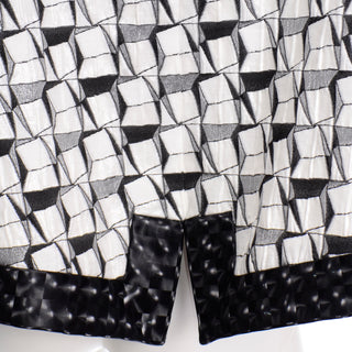 Chanel 2015 Dubai Runway Black & White Abstract Graphic Print Jacket Unique cube pattern