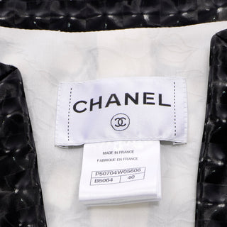 Chanel 2015 Dubai Runway Black & White Abstract Graphic Print Jacket Size 40