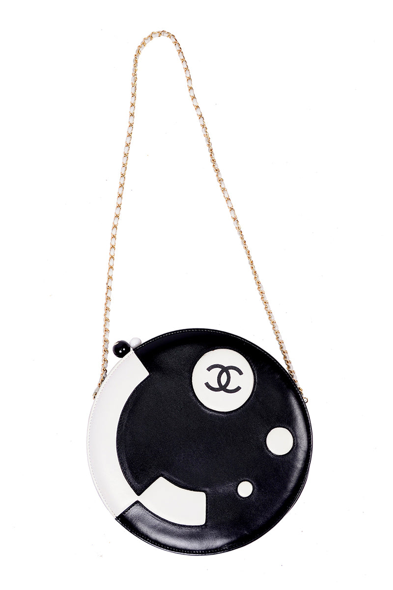 Chanel Black & White Circle Shoulder Bag or Round Clutch C. 2003/04