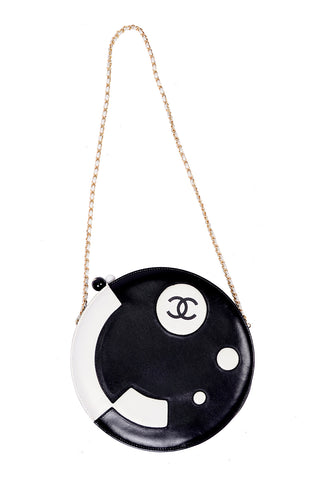 Black and white leather round Chanel bag