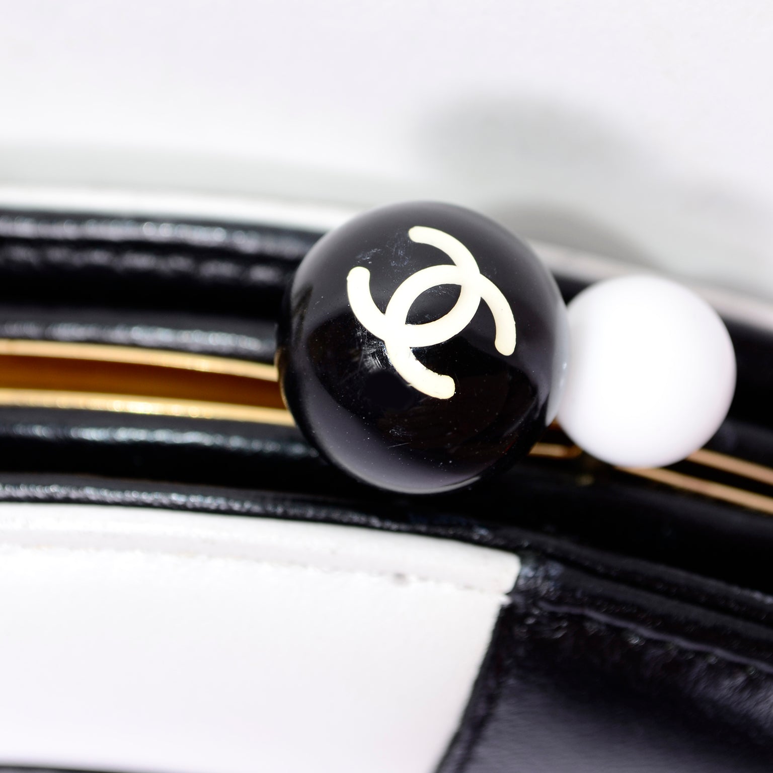 Chanel Black & White Circle Shoulder Bag or Round Clutch C. 2003/04
