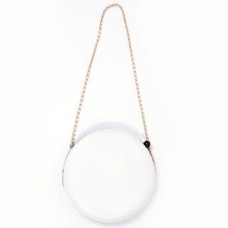 Black and white geometric circle shoulder bag with gold strap Chanel