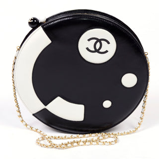 2003 Chanel black and white circular handbag