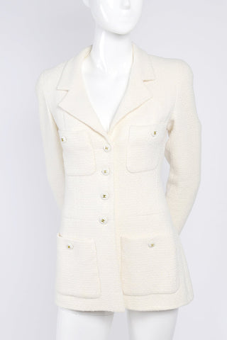 Chanel Blazer in White Wool w CC Buttons