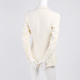 Vintage Chanel Blazer in Winter White Wool w CC Buttons