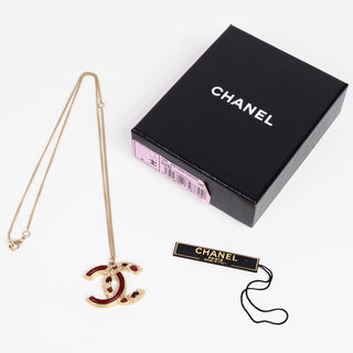 Chanel Burgundy Gripoix CC Monogram Pendant Necklace in Original Box w/ Tag