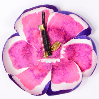 New With Tags Chanel Pink and Purple Camellia Brooch In Original Box Pin