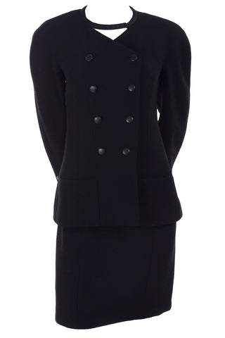 1998 Chanel black wool skirt suit