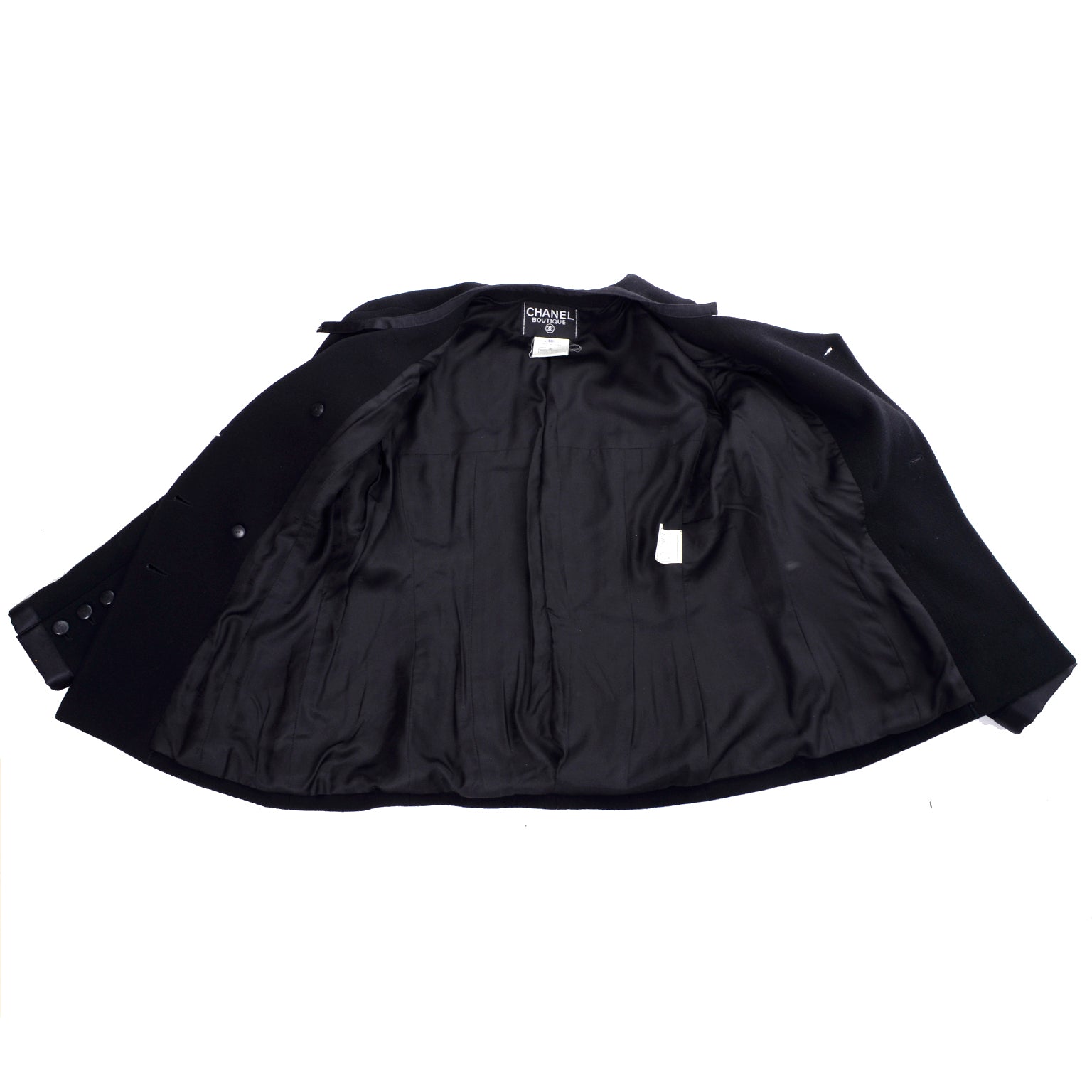 1998 Cruise Chanel Black Wool Jacket & Skirt Suit w/ Silk Lining 6/8