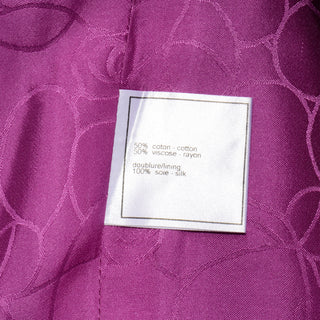 Chanel 2001 Magenta Purple Cropped Jacket silk lining