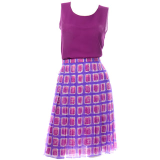 Vintage Silk Chanel 2001 Silk Logo Skirt & Top Purple Magenta Pink