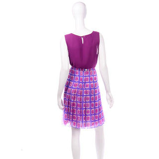 Chanel 2001 Silk Logo Skirt & Top Purple Magenta Pink silk chiffon CC