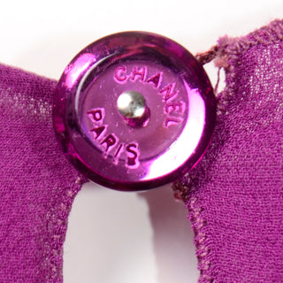 Authentic Vintage Chanel 2001 Silk Logo Skirt & Top Purple Magenta Pink