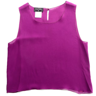 Chanel 2001 Silk Logo Skirt & Top Purple Magenta Pink Silk set