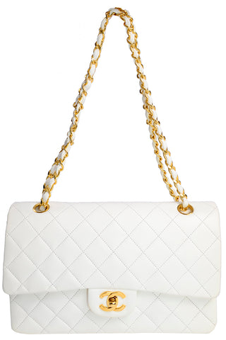 Chanel Caviar Quilted White Handbag Double Flap Bag