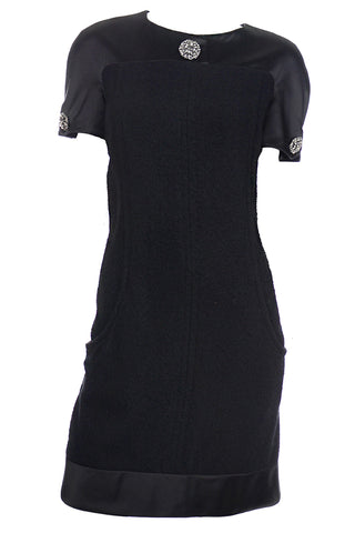 Chanel Fall 2015 Wool Boucle Dress w Gripoix Buttons & silk Trim