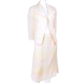 Chanel Skirt Suit in Ombre Ivory, Pink & Yellow Pastel Silk