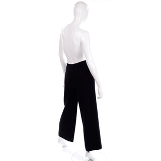 Chanel Sailor Pants Black Wool Silk Lining High Waist Wide Leg