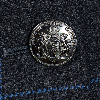 Chanel 2018 Gray Blue Windowpane Plaid High Waist Sailor Pants W Original Tag silver Hamburg Buttons