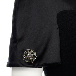 Chanel Fall 2015 Wool Boucle Dress w Gripoix Buttons & silk Trim rhinestones