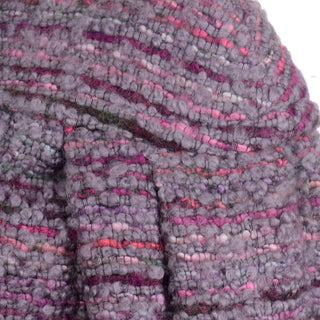 1980s Chanel Haute Couture Vintage Purple Wool Boucle Cape w Lion Buttons authentic